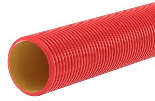 Двустенная труба ПНД жесткая для кабельной канализации D200мм, SN6, бухта 6м, красный